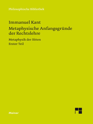 cover image of Metaphysische Anfangsgründe der Rechtslehre